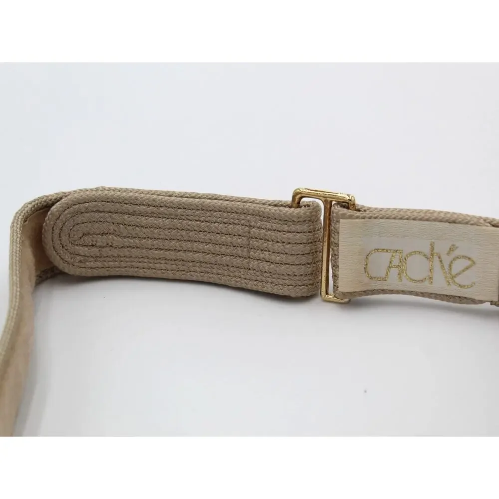 Vintage 80s Cache Belt Shell Buckle Womens Medium Beige Braided Boho Adjustable